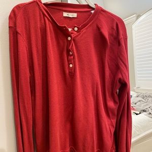 madewell red waffle knit shirt